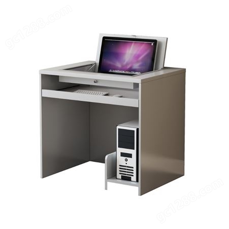 单人机房电脑屏幕翻转桌 屏半翻嵌入式手动液晶屏翻转器学生桌