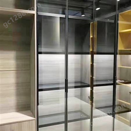 百和美铝框平开玻璃柜门 定制开放式衣橱玻璃门衣柜