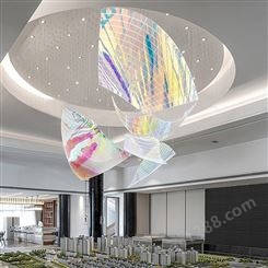 电镀彩色大型亚克力工程吊灯创意会所灯具定制酒店大堂艺术装饰