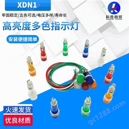 塑料带线氖泡LED指示灯 XDN1低压电器设备口径10mm微型指示灯泡
