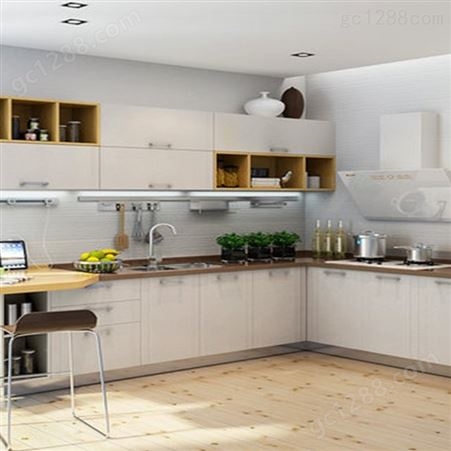 简约时尚 L型开放型组装家用厨房整体橱柜 实木 定制 欧凯蒂